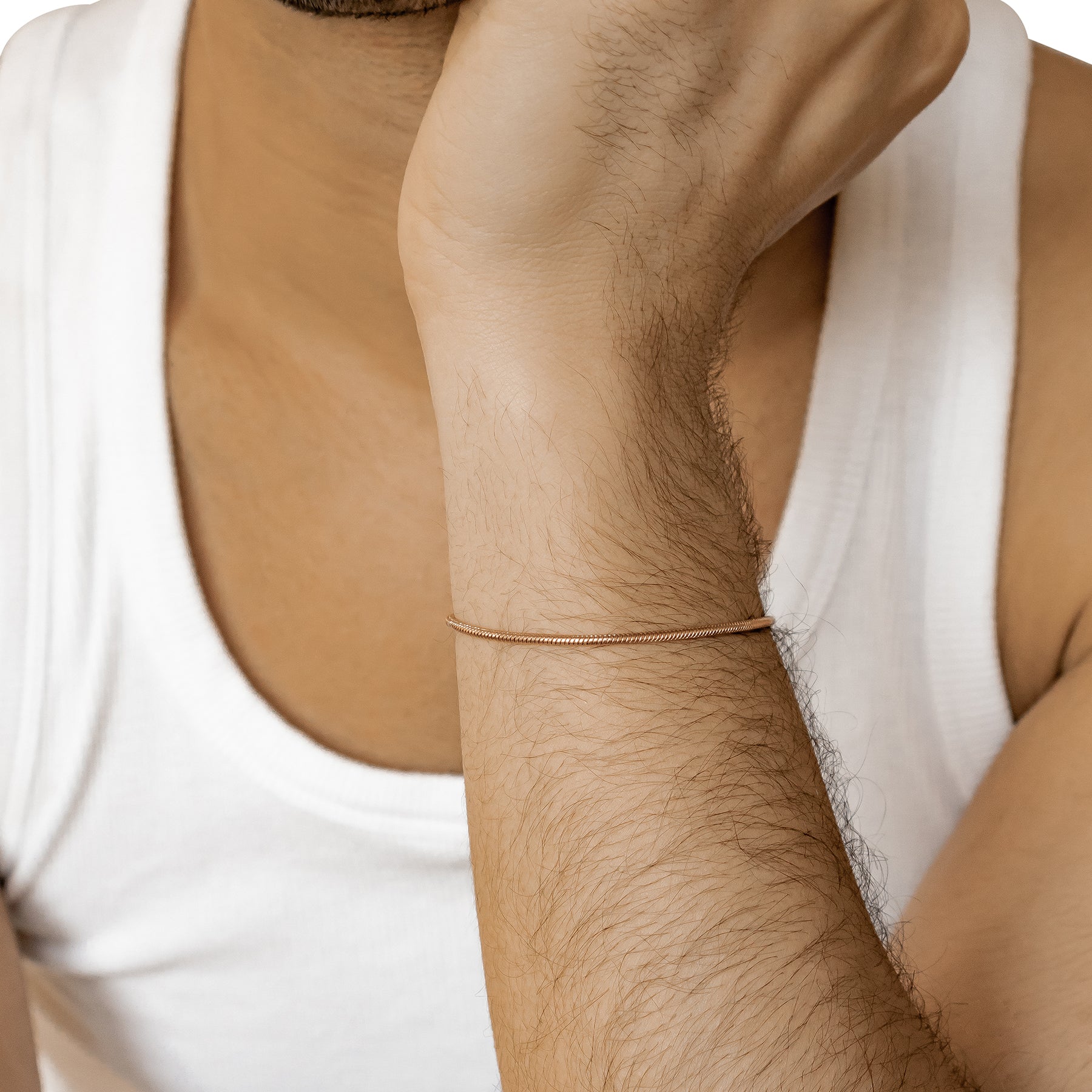 Collar Cadena Serpiente Redonda en Oro Rosa